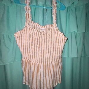 Ava & Viv Beige and White Striped Top